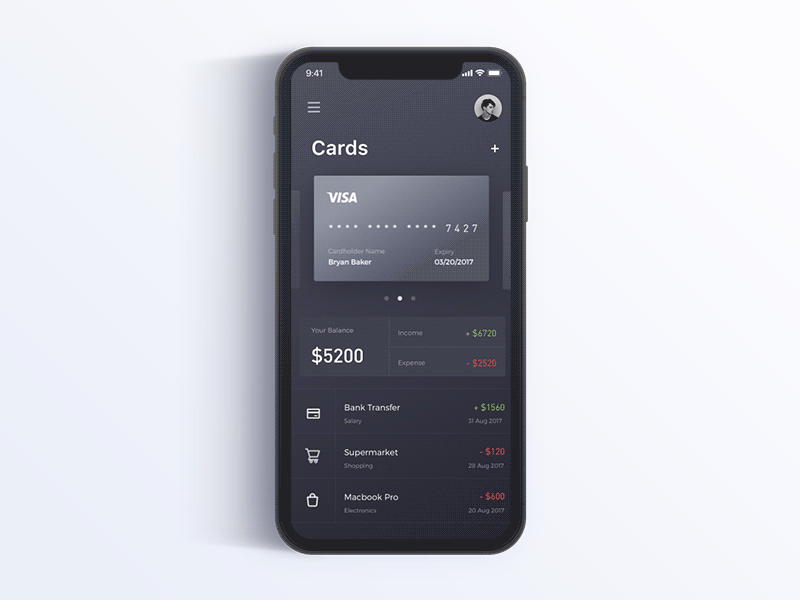 finance app animation